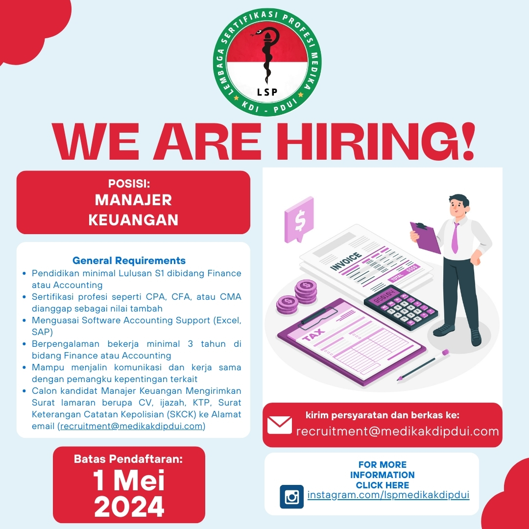 WE ARE HIRING PT. LSP Medika KDI PDUI