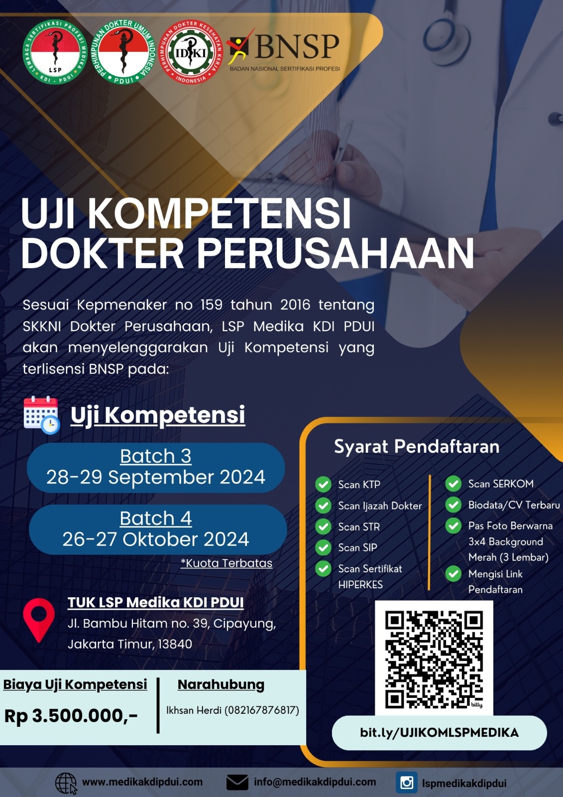 Sertifikasi BNSP Dokter Perusahaan LSP MEDIKA KDI PDUI