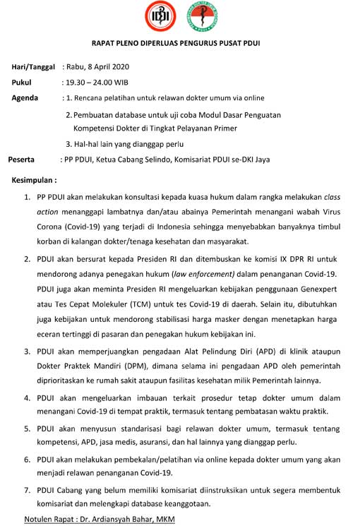 RAPAT PLENO DIPERLUAS PENGURUS PUSAT PDUI